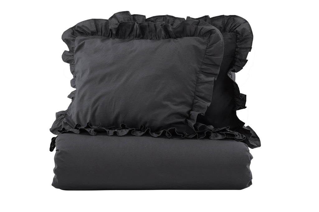 Levi påslakanset med volang 240x220 cm antracitgrå bomull