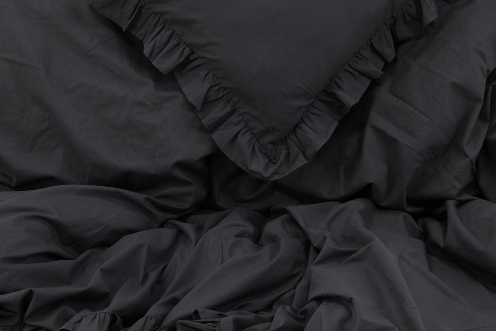 Levi påslakanset med volang 240x220 cm antracitgrå bomull