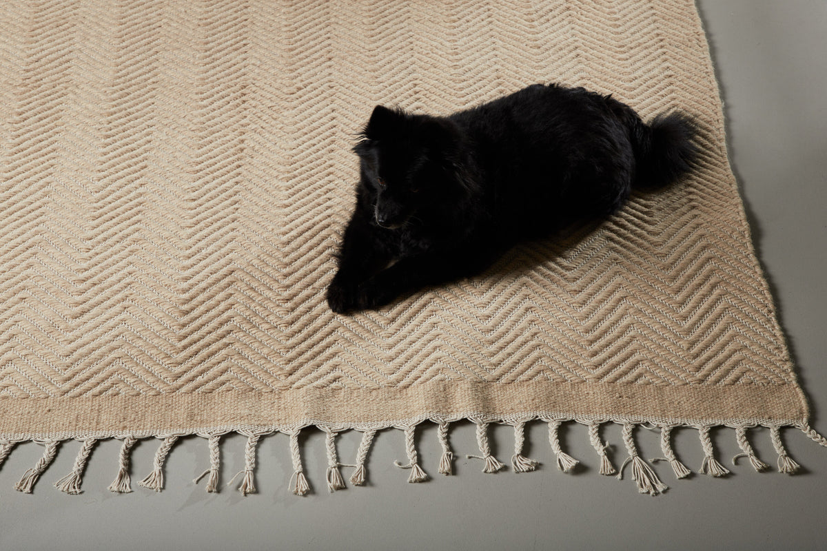 Loke matta i ull- och bomullsblandning 160x230 cm vit/beige