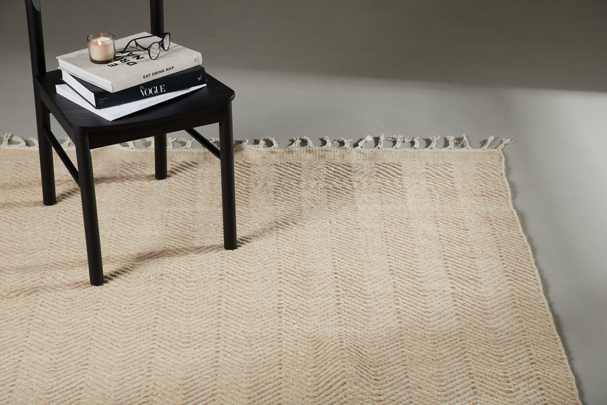 Loke matta i ull- och bomullsblandning 160x230 cm vit/beige