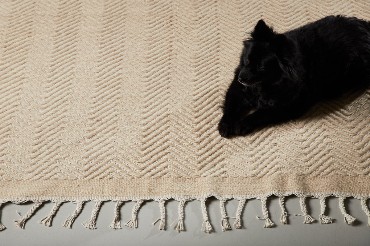Loke matta i ull- och bomullsblandning 160x230 cm vit/beige