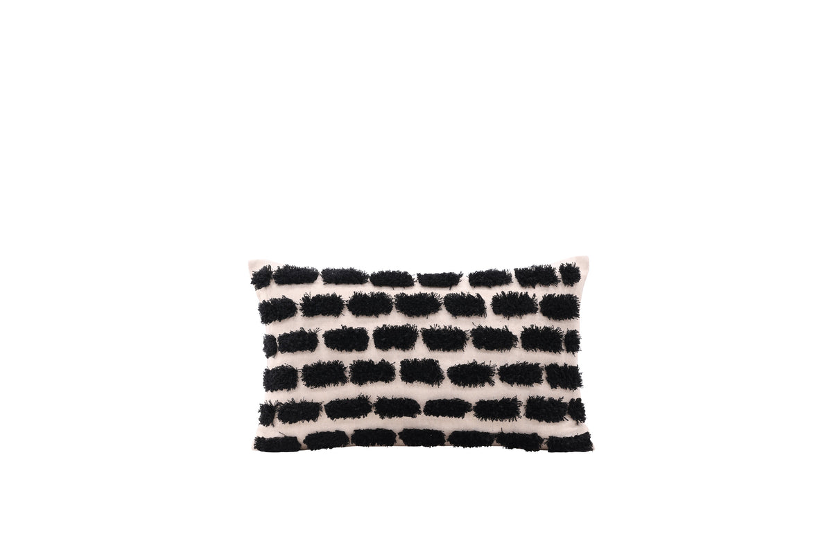 Lova kuddfodral 30x50 cm beige och svart tuftad polyester