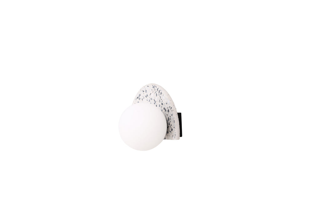 Abbeville vägglampa vit med vitt glas