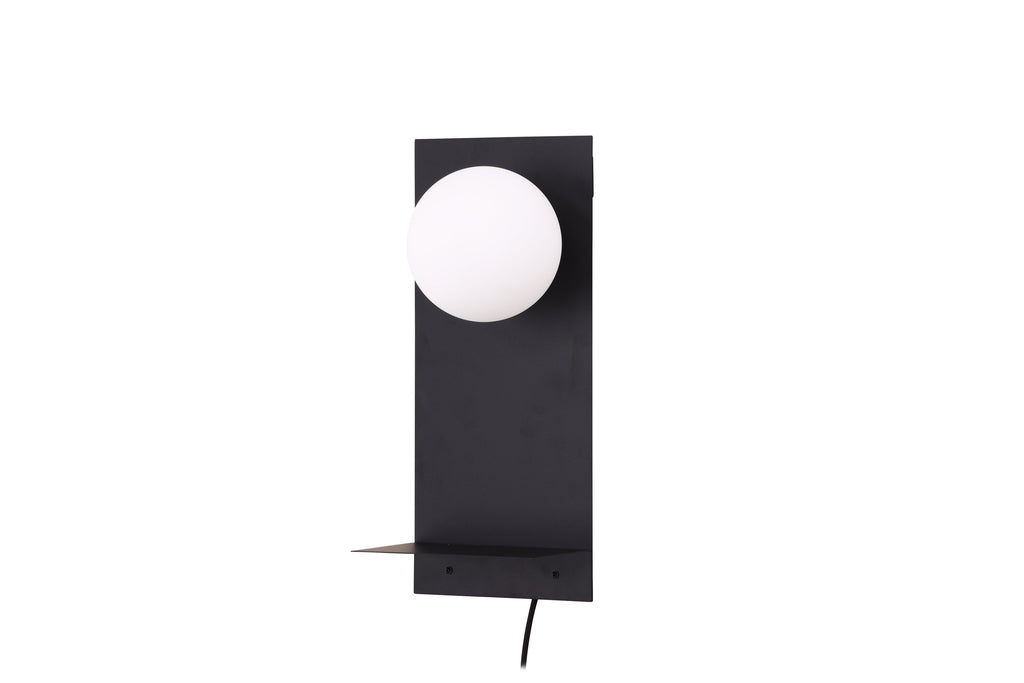 Troyes vägglampa svart med vitt glas