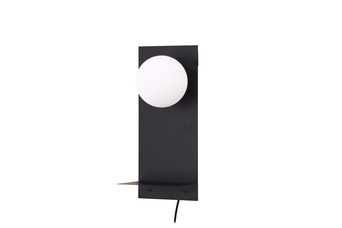 Troyes vägglampa svart med vitt glas