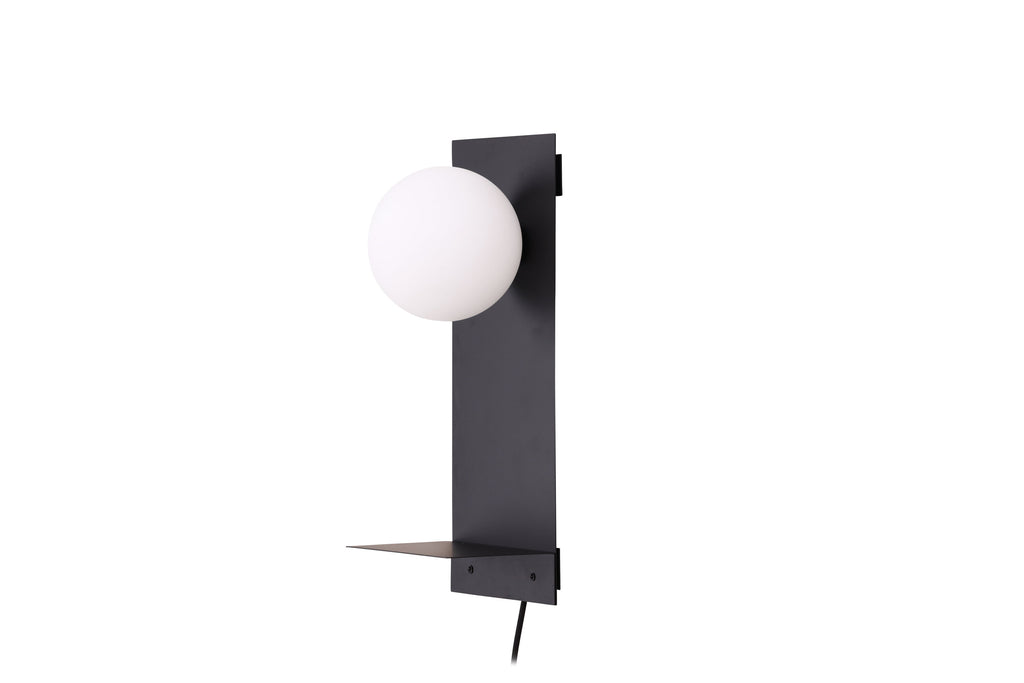 Troyes vägglampa svart med vitt glas