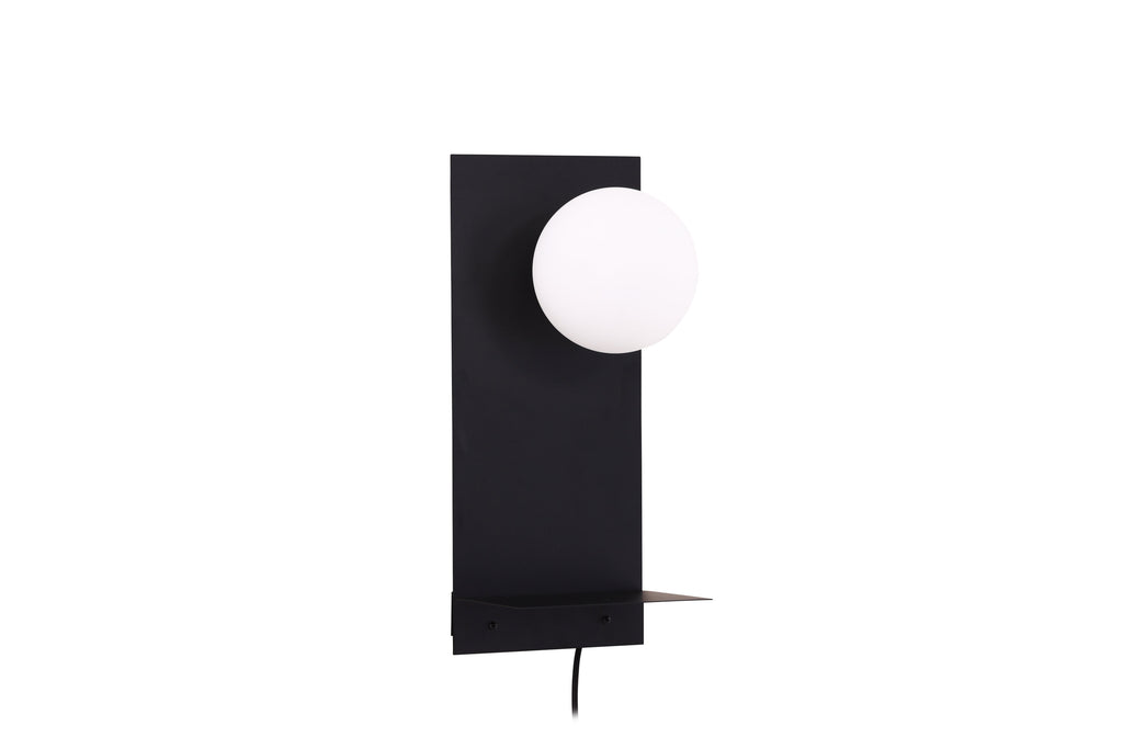 Troyes vägglampa svart med vitt glas