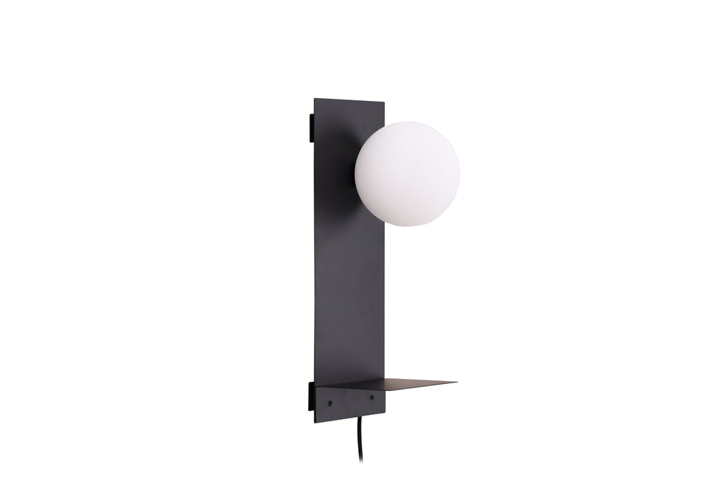 Troyes vägglampa svart med vitt glas