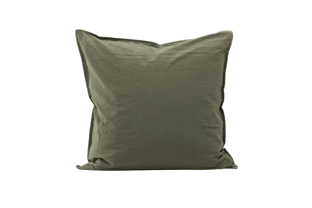 Ronja kuddfodral 60x60 cm grönt i tvättad bomull