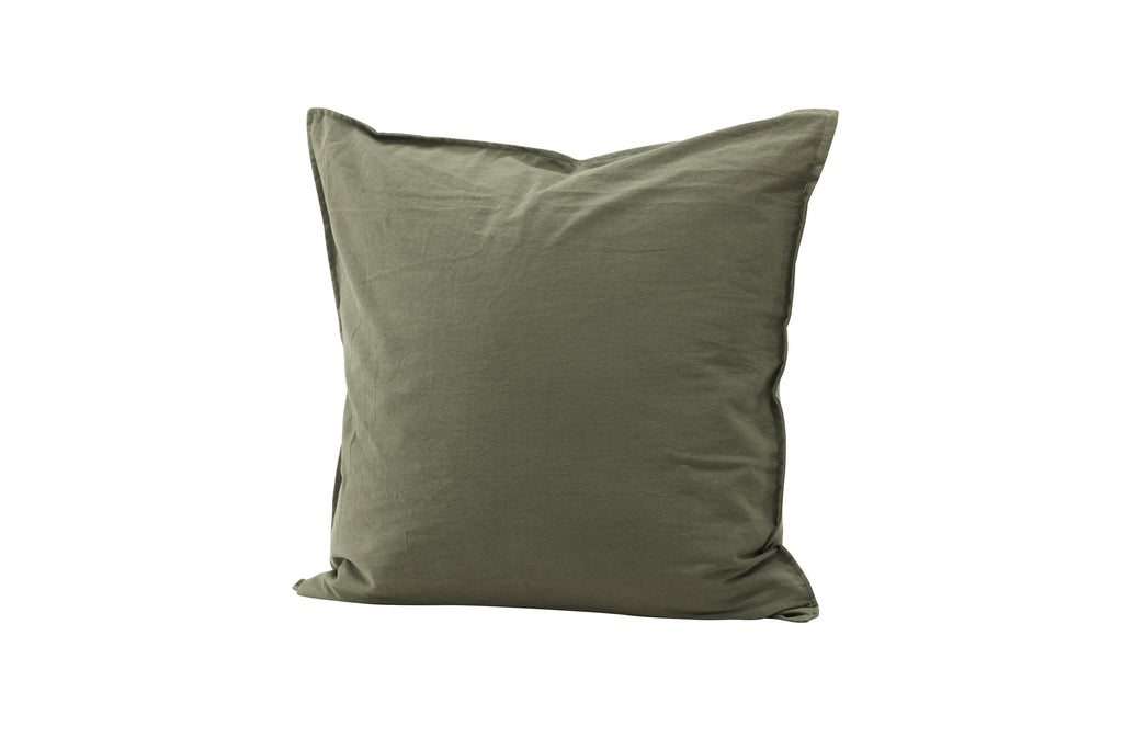 Ronja kuddfodral 60x60 cm grönt i tvättad bomull