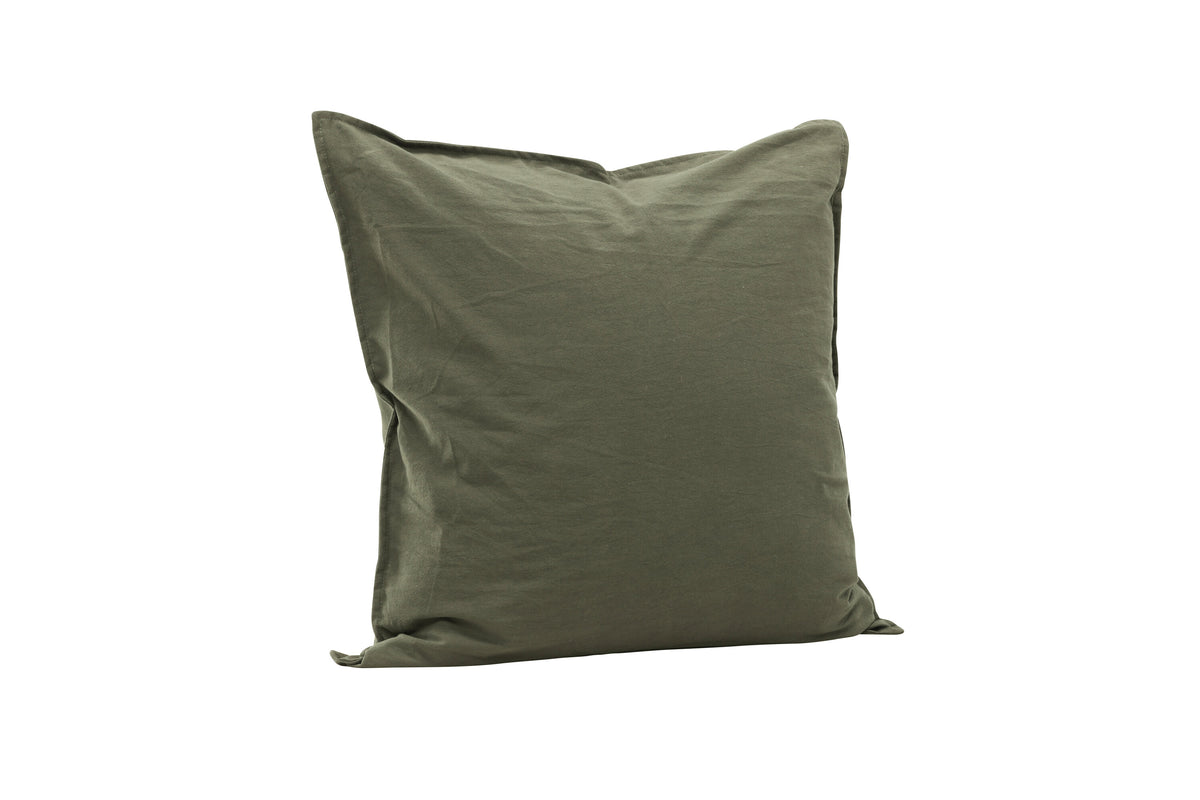 Ronja kuddfodral 60x60 cm grönt i tvättad bomull