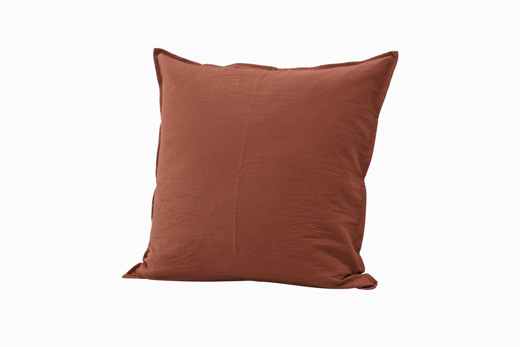 Ronja kuddfodral 60x60 cm rostbrunt i tvättad bomull