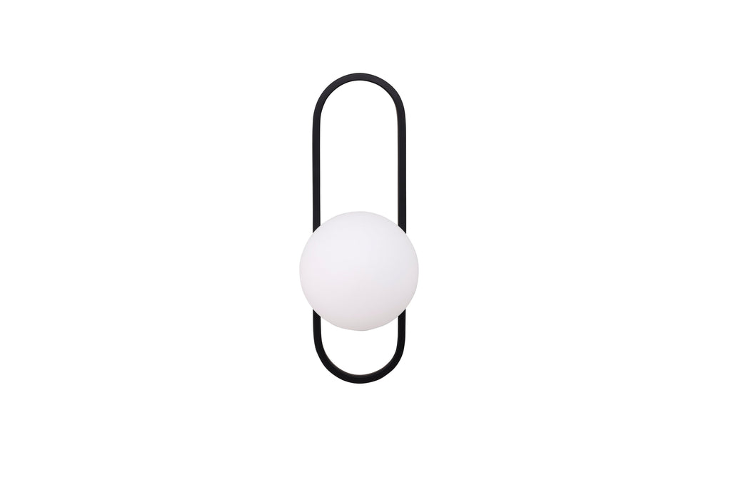 Alpes vägglampa svart med vitt glas
