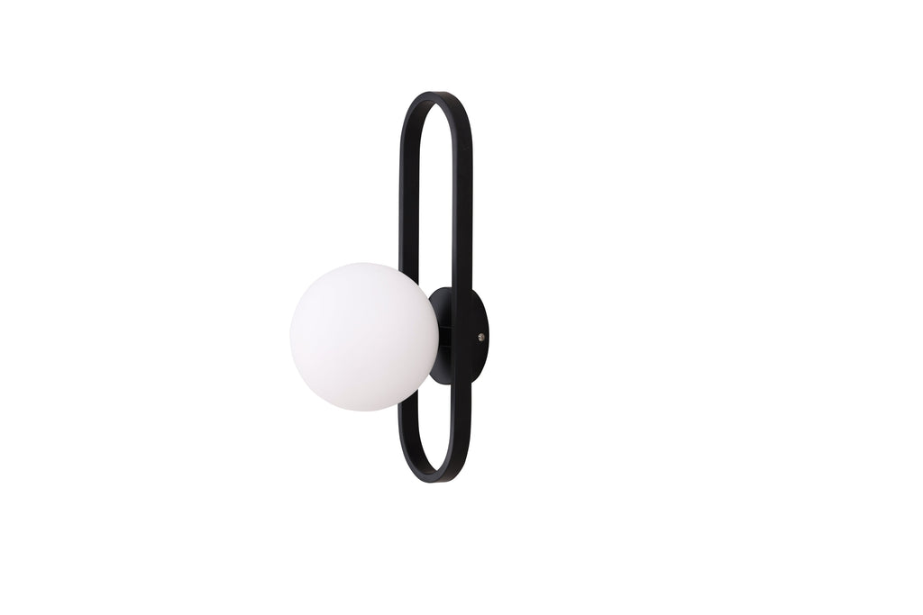 Alpes vägglampa svart med vitt glas