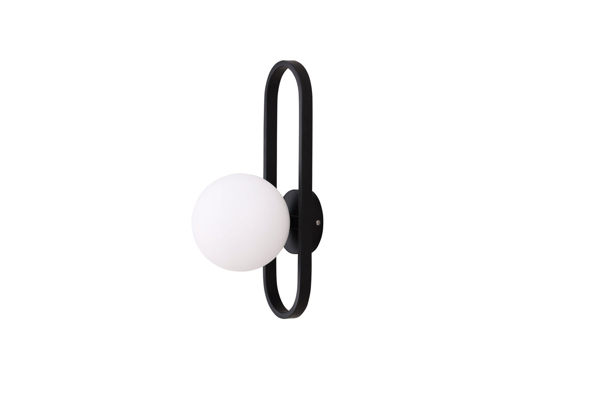 Alpes vägglampa svart med vitt glas