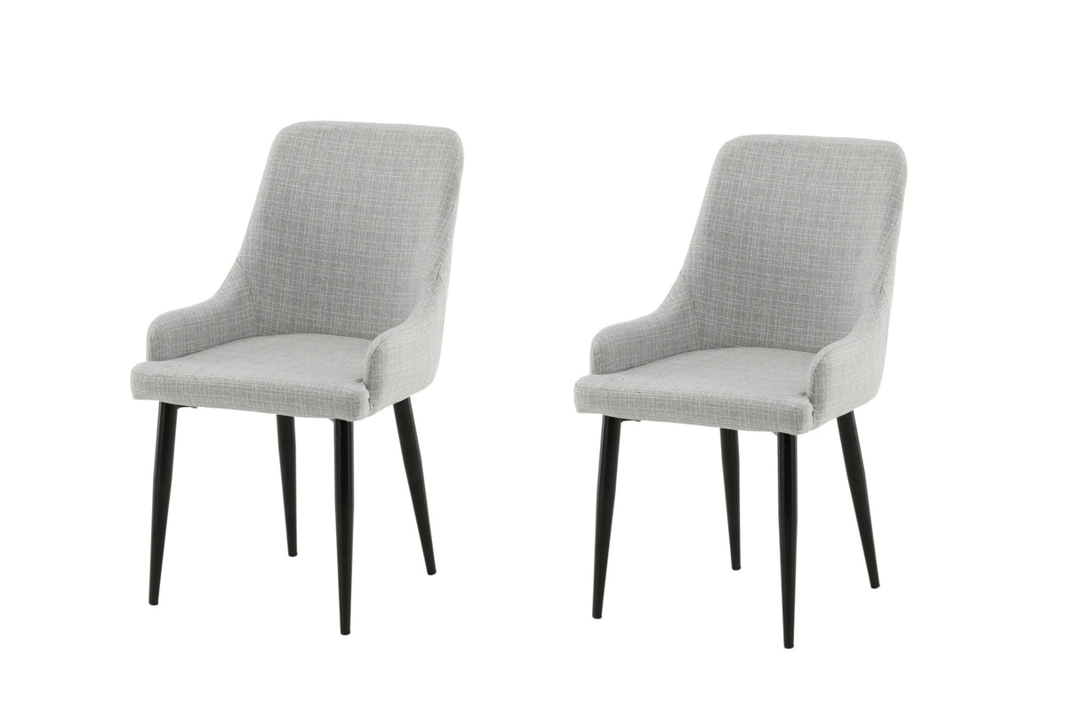 Plaza matstol 2-pack ljusgrått tyg med svarta ben