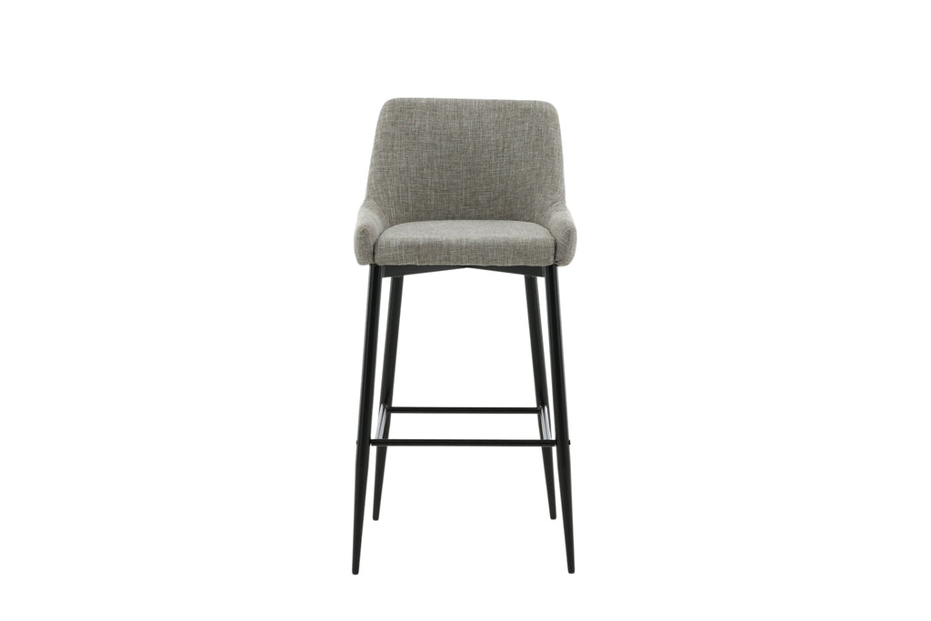 Plaza barstol 2-pack svart/beige tyg med linnestruktur
