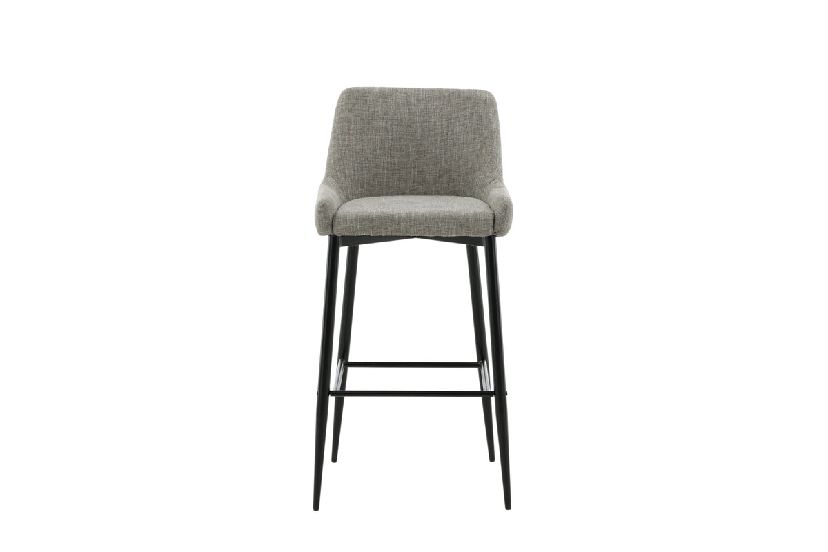 Plaza barstol 2-pack svart/beige tyg med linnestruktur