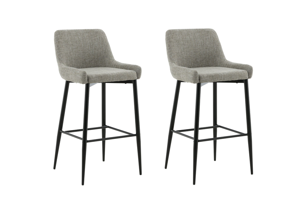 Plaza barstol 2-pack svart/beige tyg med linnestruktur