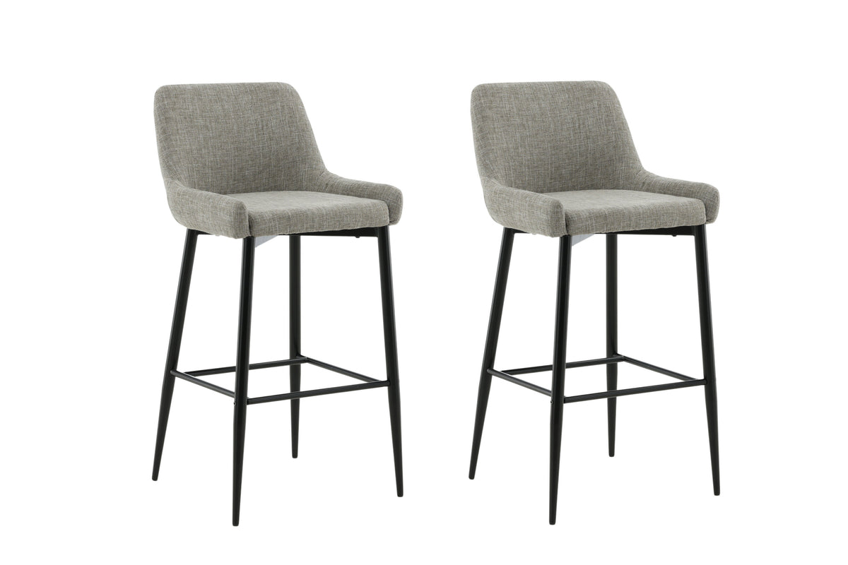 Plaza barstol 2-pack svart/beige tyg med linnestruktur