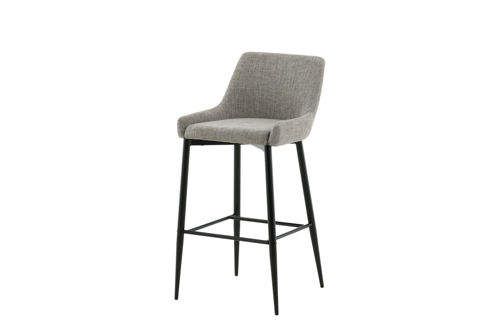Plaza barstol 2-pack svart/beige tyg med linnestruktur