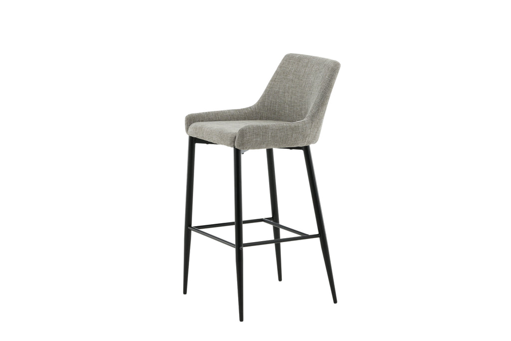 Plaza barstol 2-pack svart/beige tyg med linnestruktur