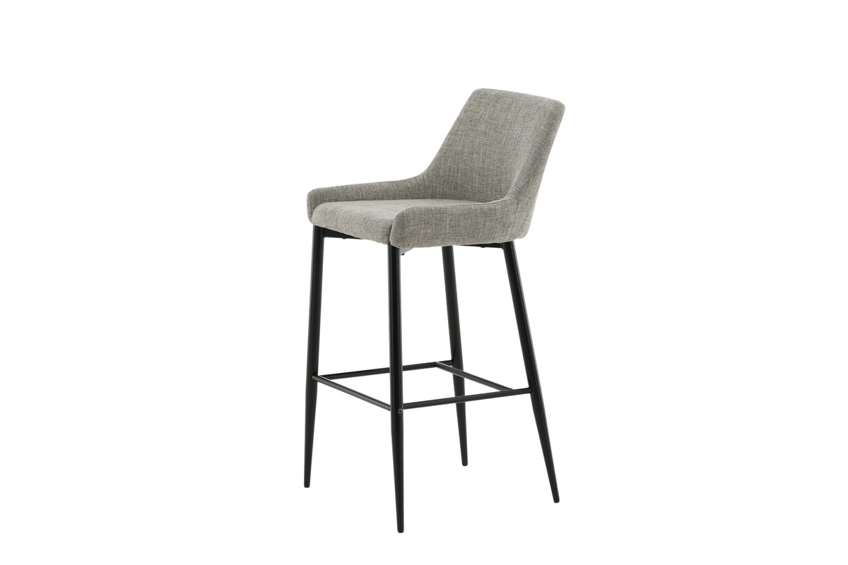 Plaza barstol 2-pack svart/beige tyg med linnestruktur