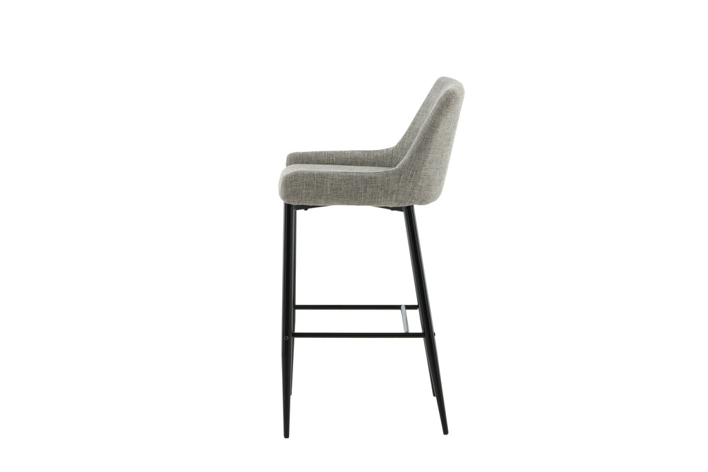 Plaza barstol 2-pack svart/beige tyg med linnestruktur