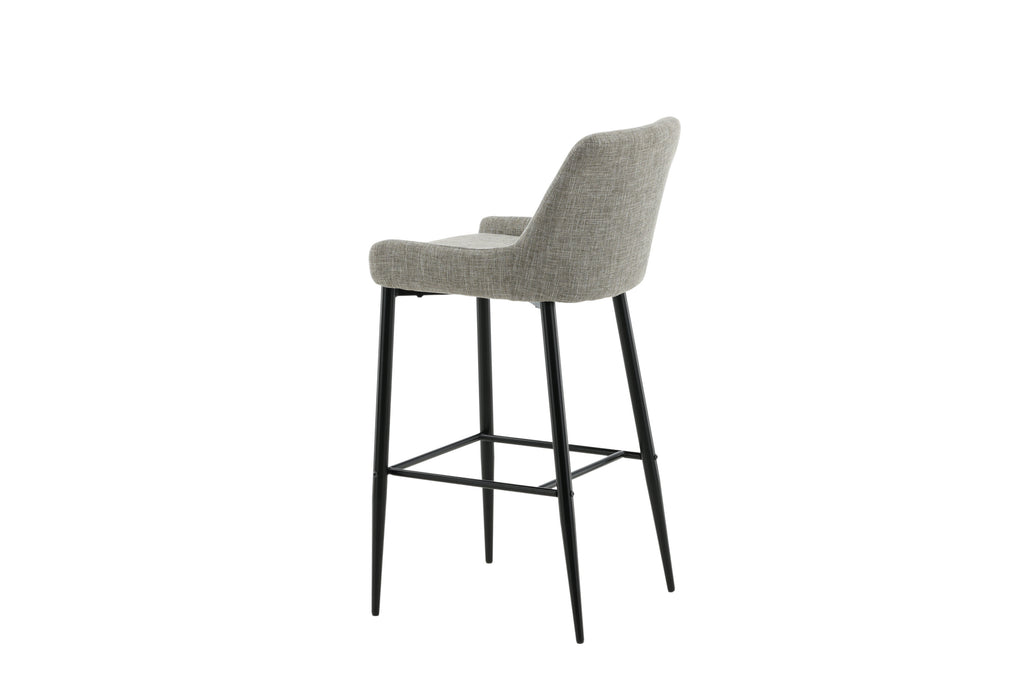 Plaza barstol 2-pack svart/beige tyg med linnestruktur
