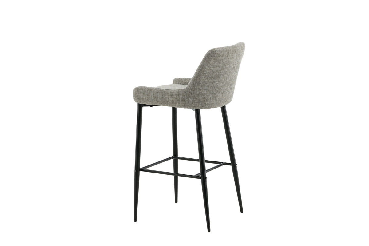 Plaza barstol 2-pack svart/beige tyg med linnestruktur