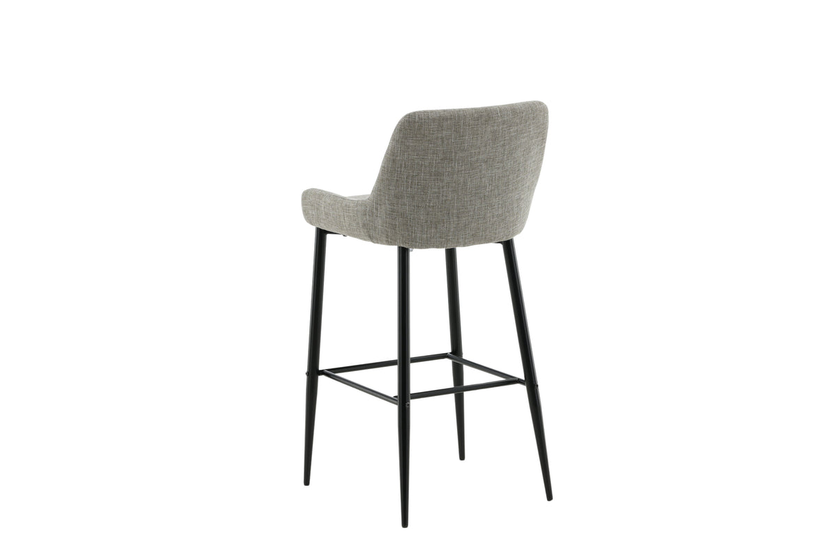 Plaza barstol 2-pack svart/beige tyg med linnestruktur