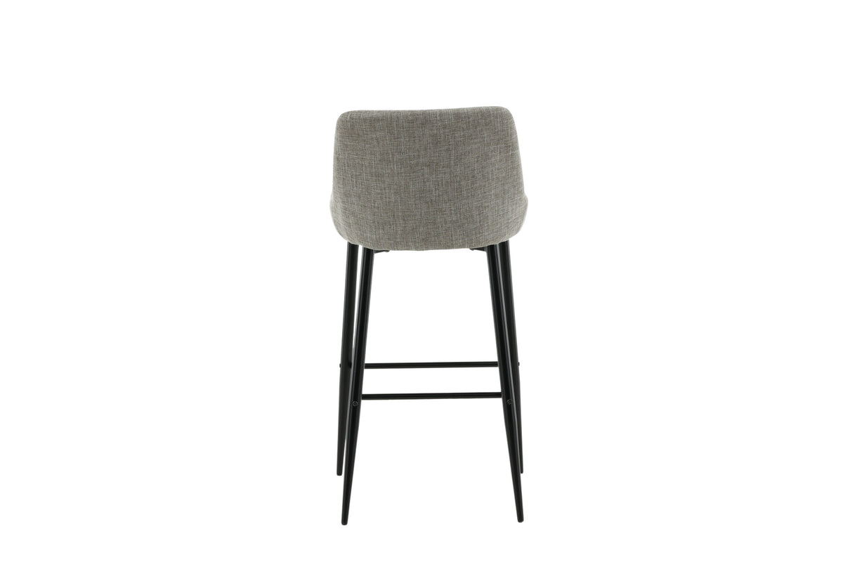 Plaza barstol 2-pack svart/beige tyg med linnestruktur
