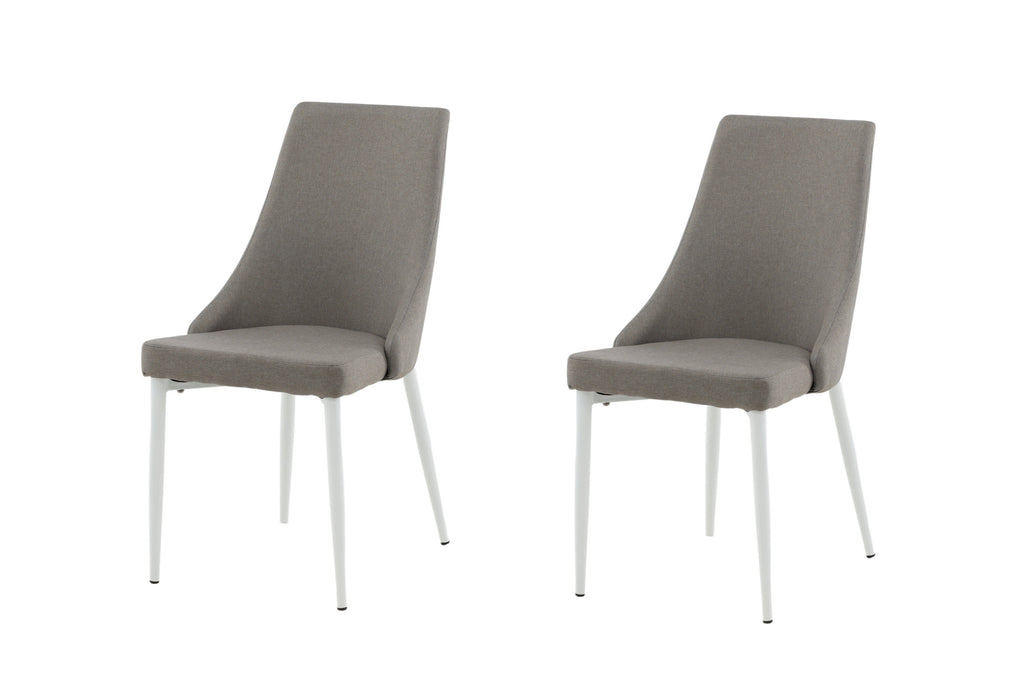 Leone 2.0 matstol 2-pack i polargrått tyg med vita ben
