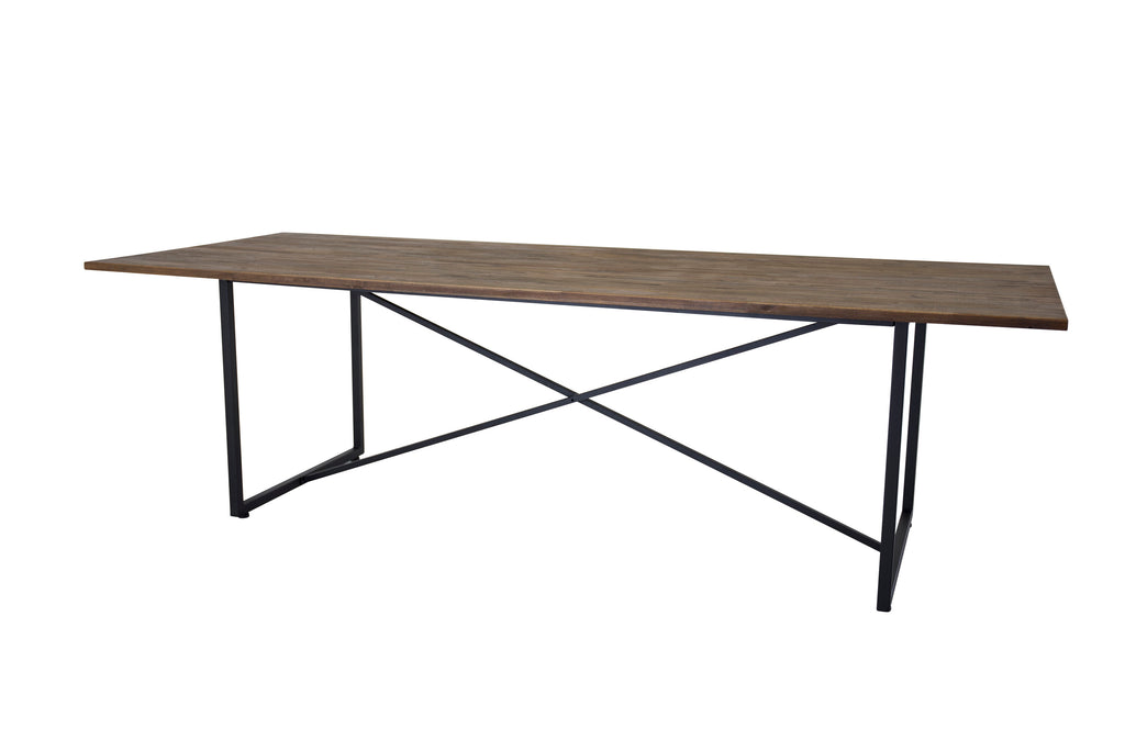 Padang matbord 250x100x76 cm svart och mörk teak