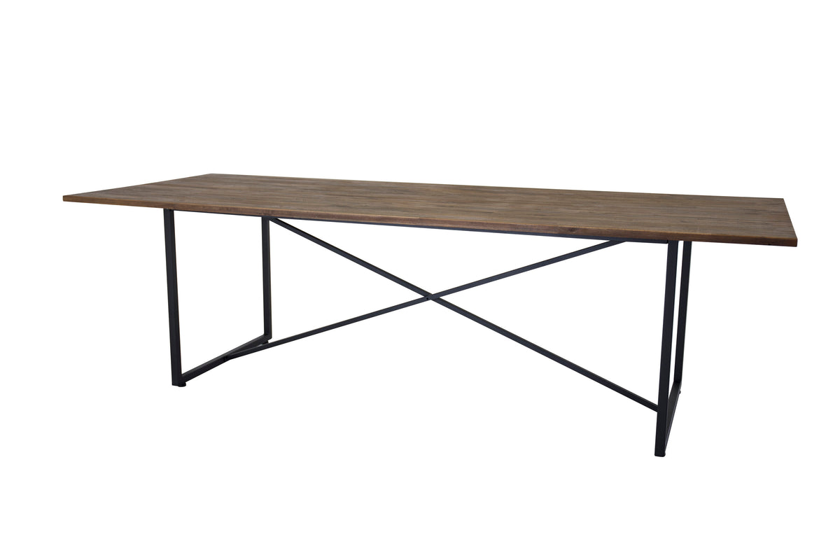 Padang matbord 250x100x76 cm svart och mörk teak