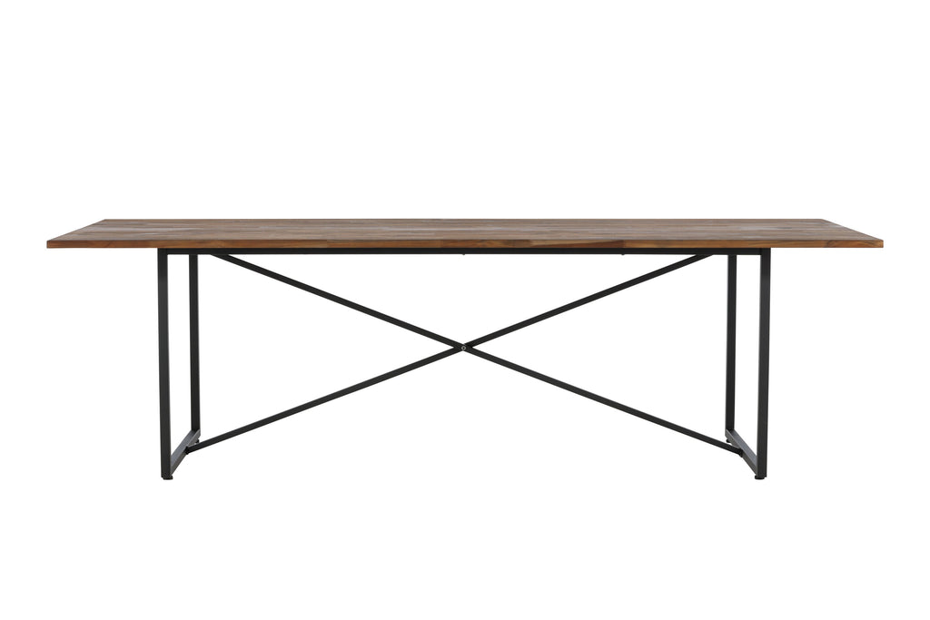 Padang matbord 250x100x76 cm svart och mörk teak