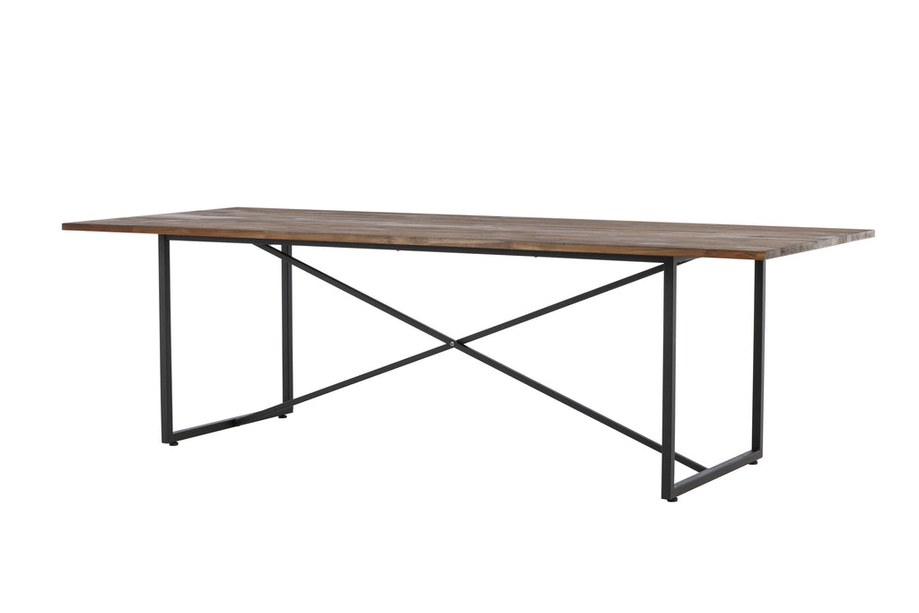 Padang matbord 250x100x76 cm svart och mörk teak