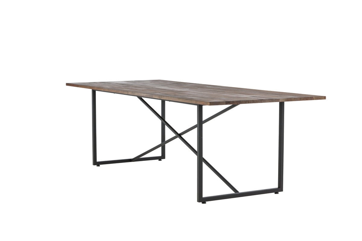 Padang matbord 250x100x76 cm svart och mörk teak