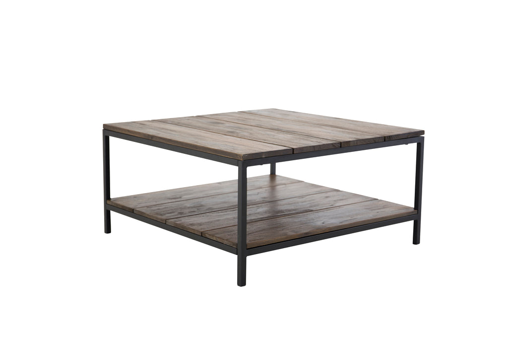 Padang soffbord 80x80x40 cm svart och mörk teak