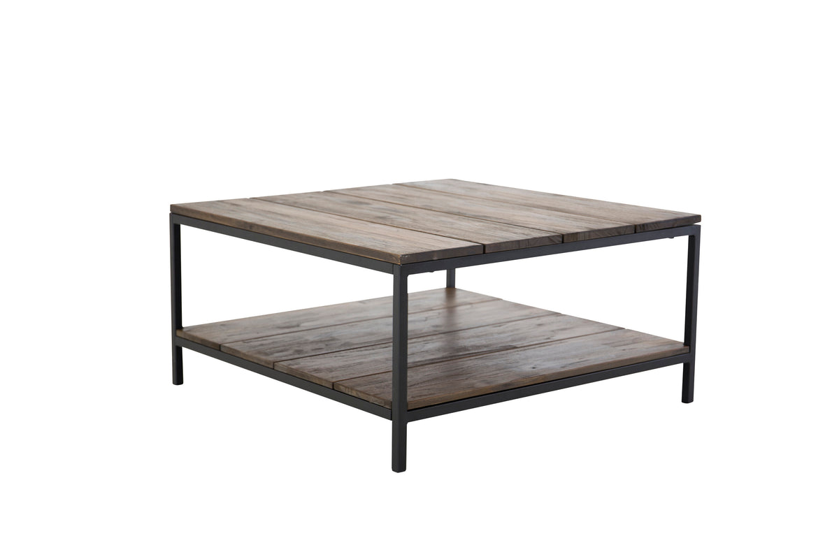 Padang soffbord 80x80x40 cm svart och mörk teak