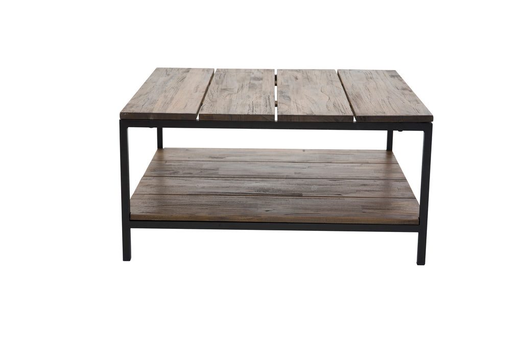 Padang soffbord 80x80x40 cm svart och mörk teak