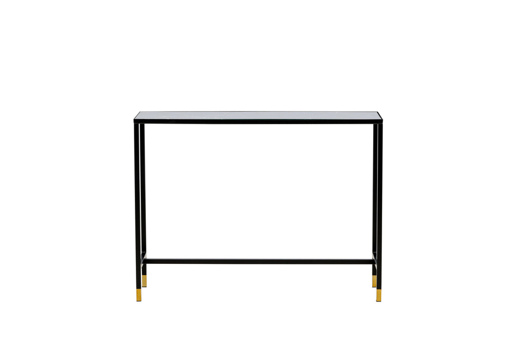 Dipp sidobord med hylla 100x30x75 cm svart och mässingsfärgat