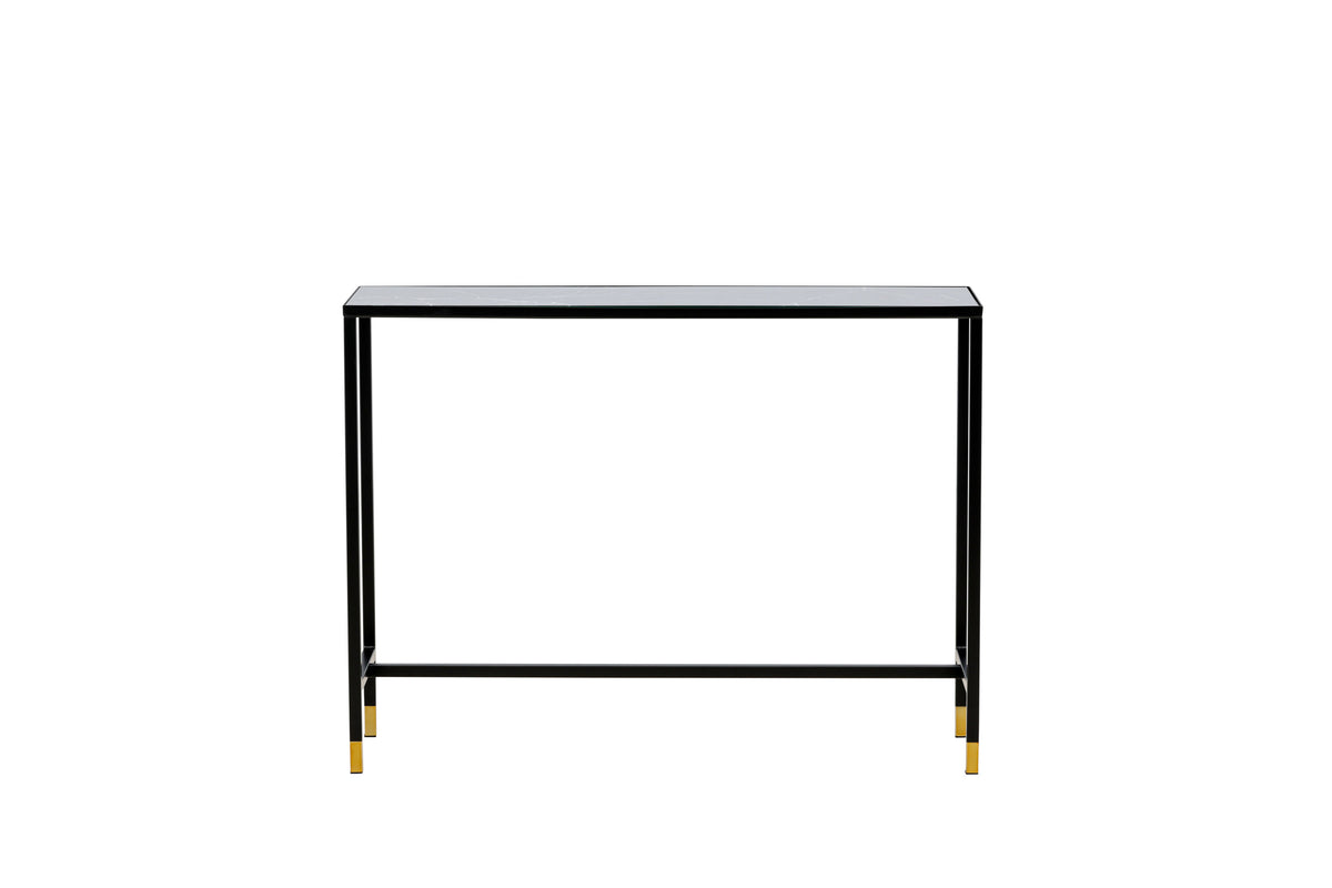 Dipp sidobord med hylla 100x30x75 cm svart och mässingsfärgat