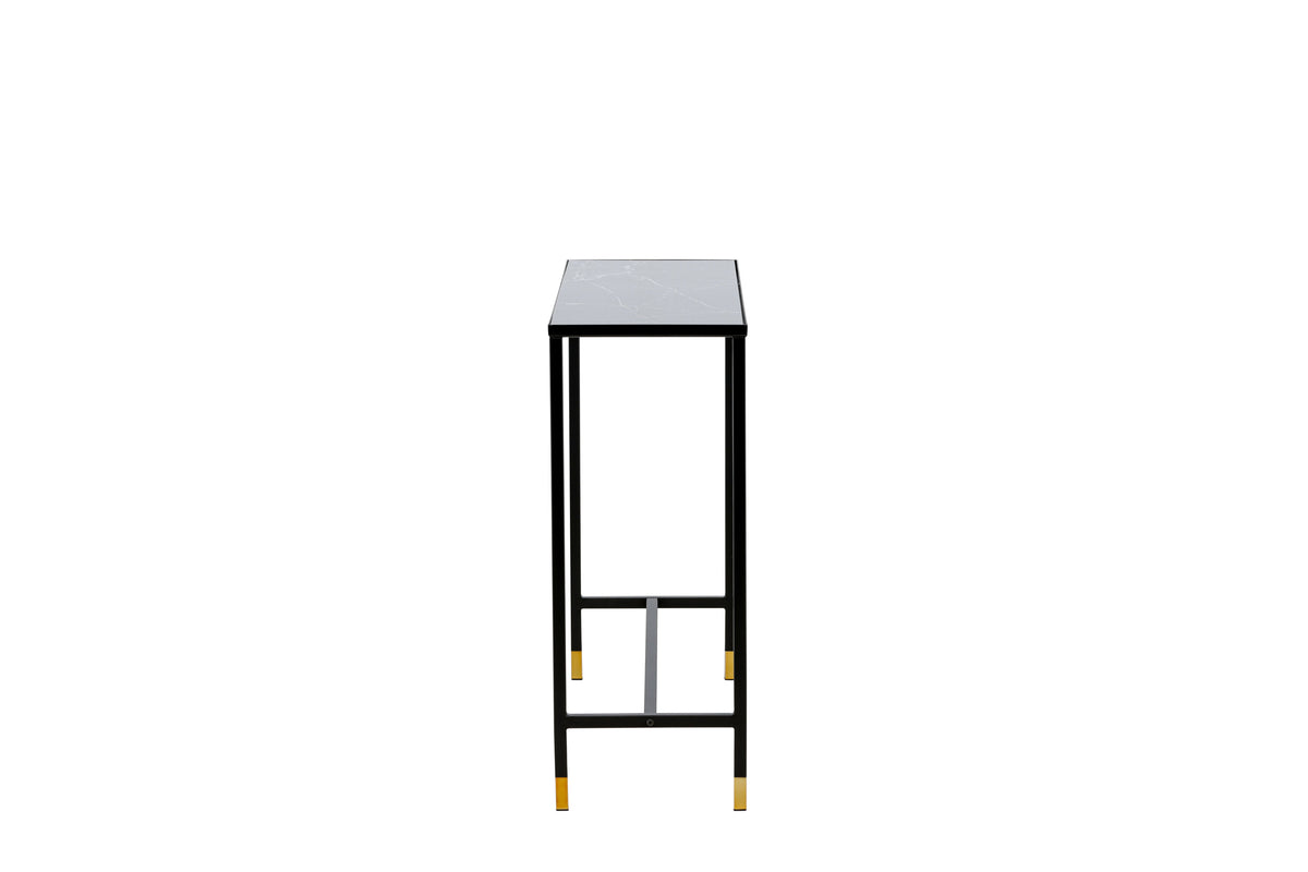 Dipp sidobord med hylla 100x30x75 cm svart och mässingsfärgat