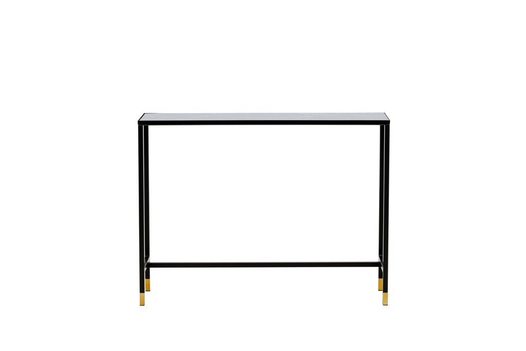 Dipp sidobord med hylla 100x30x75 cm svart och mässingsfärgat
