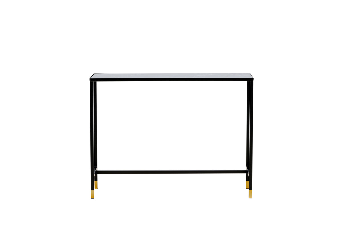 Dipp sidobord med hylla 100x30x75 cm svart och mässingsfärgat