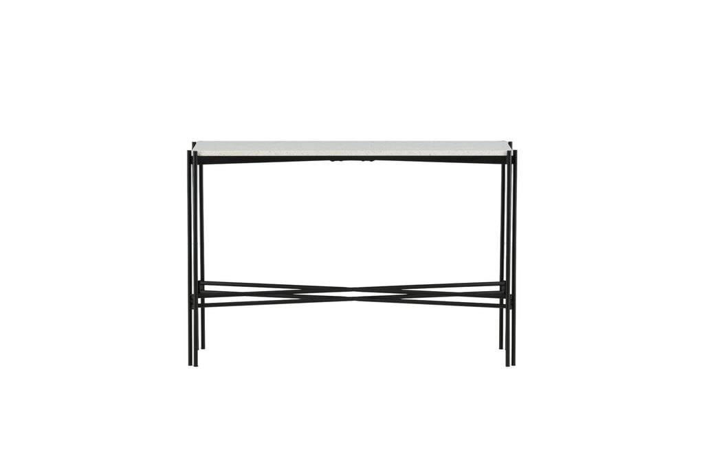 Razzia sidobord 110x30x75 cm vit terrazzo och svart stål