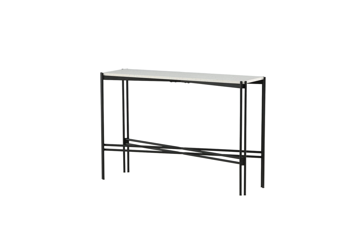 Razzia sidobord 110x30x75 cm vit terrazzo och svart stål