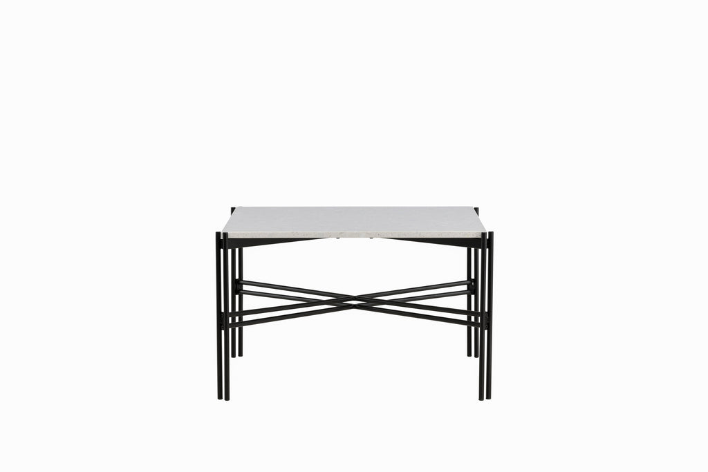 Razzia soffbord 75x75x48 cm vit terrazzo med svart underrede