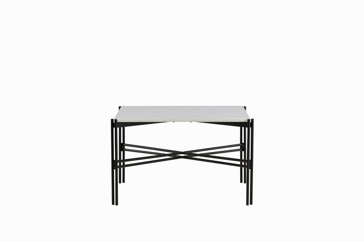 Razzia soffbord 75x75x48 cm vit terrazzo med svart underrede